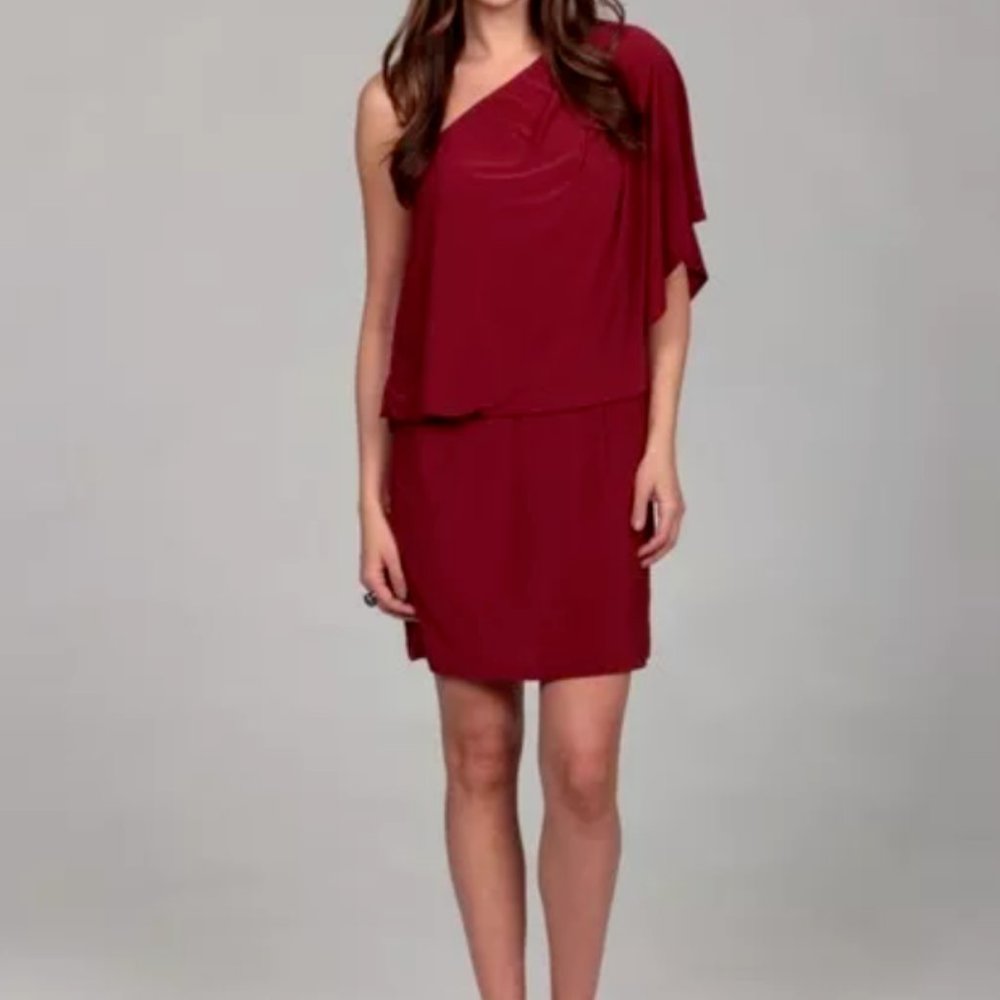Jessica Simpson Burgundy Red One-shoulder Dress